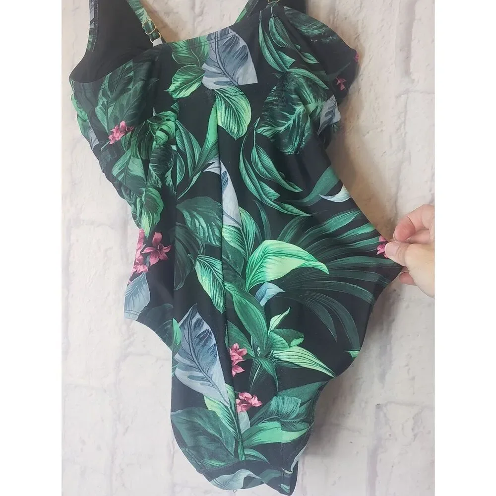 KONA SOL One Piece Swimsuit Tropical Print Small